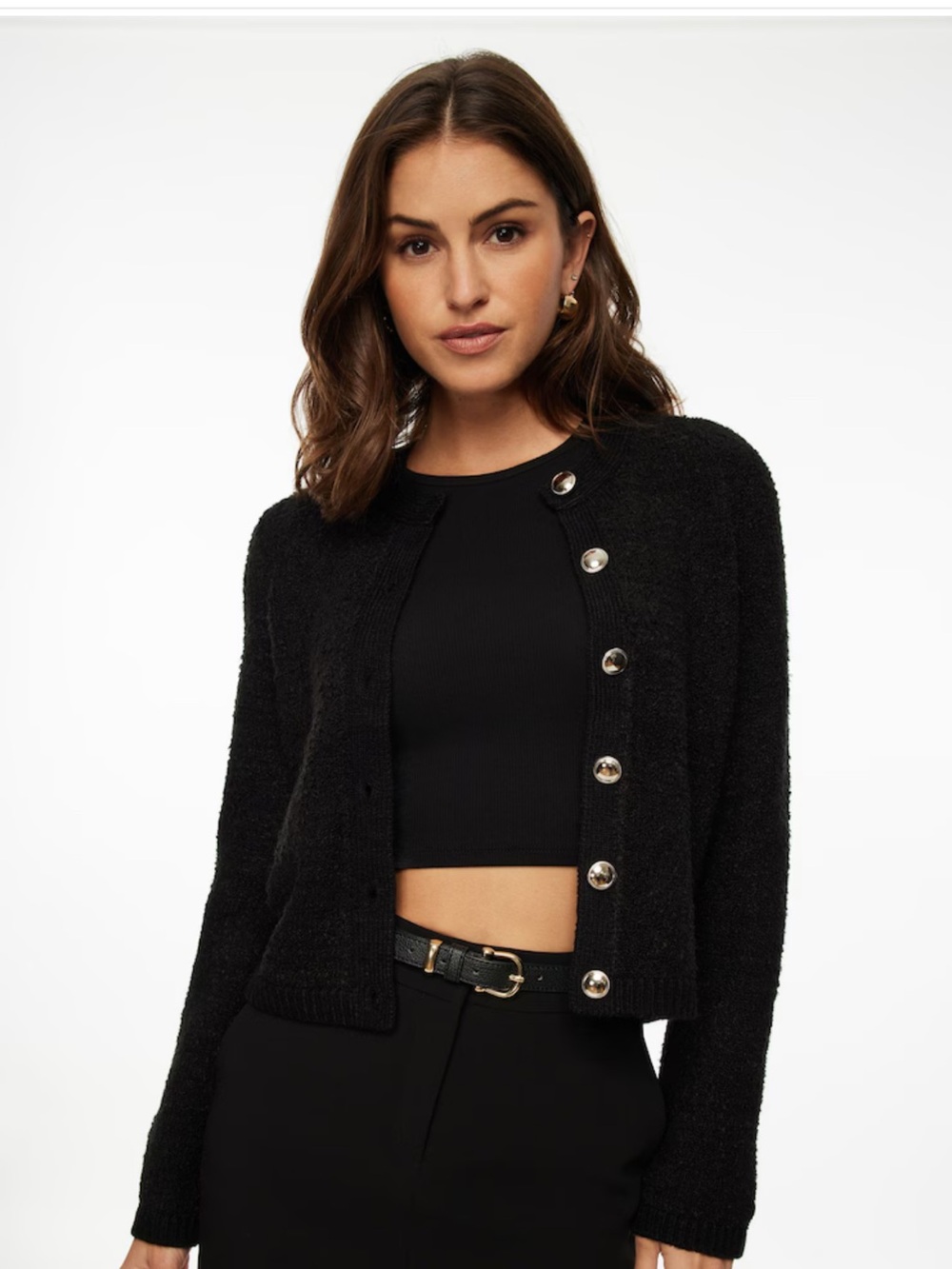Dynamite Black Teddy Open-Front Jacket